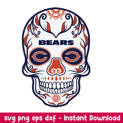 Skull Chicago Bears Svg, Chicago Bears Svg, NFL Svg, Png Dxf Eps Digital File