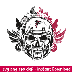 Skull Helmet Atlanta Falcons Floral svg, Atlanta Falcons Svg, NFL Svg, Png Dxf Eps Digital File