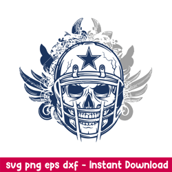 Skull Helmet Dallas Cowboys Floaral Svg, Dallas Cowboys Svg, NFL Svg, Png Dxf Eps Digital File