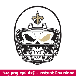 Skull Helmet New Orleans Saints Svg, New Orleans Saints Svg, NFL Svg, Png Dxf Eps Digital File