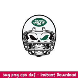 Skull Helmet New York Jets Svg, New York Jets Svg, NFL Svg, Png Dxf Eps Digital File