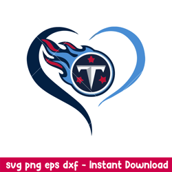 Tennessee Titans Heart Logo Svg, Tennessee Titans Svg, NFL Svg, Sport Svg, Png Dxf Eps Digital File
