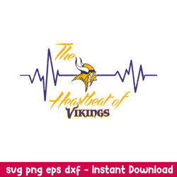 The Heartbeat Of Vikings Svg, Minnesota Vikings  Svg, NFL Svg, Png Dxf Eps Digital File