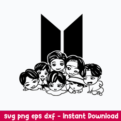 Dorable Tinytan BTS Members Under The Logo Svh, BTS, Star Kpop Svg, Png Dxf Eps File