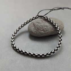 Friendship beaded bracelet for men black and white