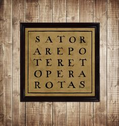 Sator Arepo Tenet Opera Rotas. Magic Square art poster. Abracadabra sign print. Ancient talisman decor. 1807.