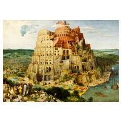 Beautiful illustration with Babel tower. Pieter Bruegel artwork. Reproduction of a masterpiece of Renaissance art. 493.