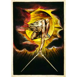 The Ancient of Days. Biblical creation of the world. William Blake artwork. Home decor in an vintage style. 413.
