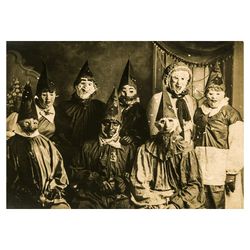 creepy vintage halloween party costumes. strange victorian photograph. spooky illustration. gothic art print. 871.
