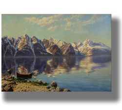 Ice Island of Spitsbergen. Artic style artwork. Cold and snowy scenery home decor. Nordic art print. 117.