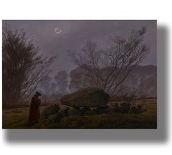 a walk at dusk. caspar david friedrich. mystic art print. gothic landscape poster. romantic home decor. 591