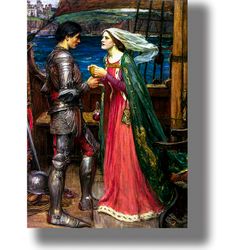 Tristan and Isolde by John William Waterhouse. Romantic poster. Medieval Celtic legends artwork. 769.