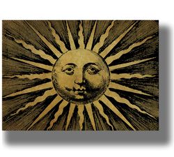 The Sun With Face. Ancient esoteric image. Occult symbol poster. Magic home decor. Occult illustration. Medieval art 867