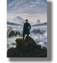 The Wanderer Above The Sea of Fog by Caspar David Friedrich. Romantic art print. A gift for a romantic. 651.