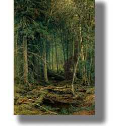 forest wilderness. a deep forest thicket. woodland style gift. reproduction with a beautiful forest. 431.