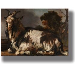 landscape with goat. animalistic home decor. beautiful painting with animal. 392.