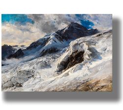 liskamm is an alpine peak in the snow. beautiful winter poster. snow home decor. landscape art print. 835.