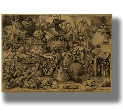 Superbia. Pride. The Seven deadly sins. Pieter Bruegel the Elder print. 455.