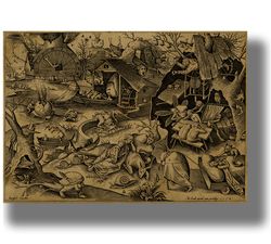 Desidia. Sloth. The Seven deadly sins. Pieter Bruegel the Elder. Religious decoration. Sinners wall hanging. 457