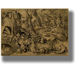 Gula. Gluttony. The Seven deadly sins. Pieter Bruegel the Elder. Mortal sins. Religious art. Christian decor. 458.