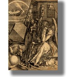 Melancholy by Albrecht Durer. Medieval style reproduction. Unusual home decor. Medieval style reproduction. 363.