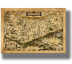 Antique Map Of Transylvania. Vampiric wall interior. Ancient Art Print. Cartography home decor. Geography wall art. 436.