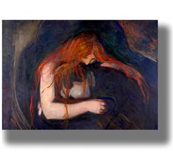 vampire. edvard munch. poster of avant-garde art. dark art print. vamp home decor. gothic illustration. 666.