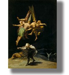 witches in the air. francisco de goya poster. witches painting. brujas dark art. unusual witchcraft art. 305.