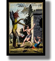 An unsuccessful necromantic ritual. An unusual poster from an occult grimoire. Demonic art print. 507 h.