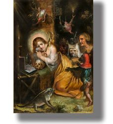The Penitent Mary Magdalene visited by the Seven Deadly Sins. Demonic Art Print. Grotesque Monsters print. 102