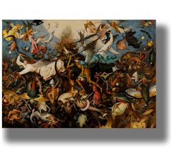 The Fall of the Rebel Angels. Pieter Bruegel The Elder. Demonic wall hanging. Battle between angels and demons. 165.