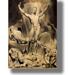 William Blake. Satan Arousing the Rebel Angels. Esoteric home decor. Luciferian gift. Mystical art print. 121.
