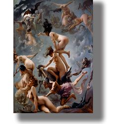 witches going to their sabbath.witchy art poster. famous artwork decoration. fantastic art print. 265.