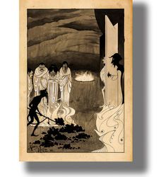 Damned in Hell. Devils roast sinners in Hell. Demonic Art Print. Poster with Hell and Damned. Evil artwork. 442.