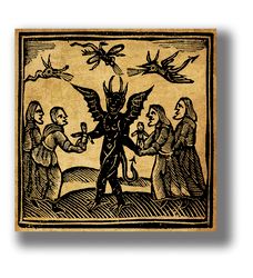 Wax dolls being given to the Devil. Occult art print. Unusual witchy gift. The Devil and the witches at the Sabbath. 298