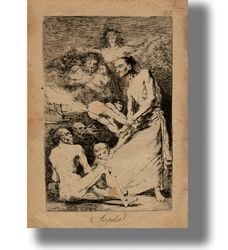 Magical experiments. Blow. Poster of Francisco de Goya from the series Caprichos. Hexe sabbath picture. 172.