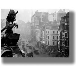 the devil that watches over londoners. gothic photo print. reproduction of a vintage photo. mystical photo art. 804.