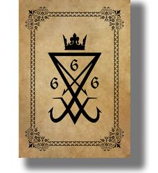 Sigil of Lucifer. Luciferian Art Print. Poster with the sign 666. Reproduction of the pentacle of the fallen angel. 146