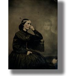 victorian ghost photography. gloomy home decoration. spirit and woman photo print. halloween party design. 946.