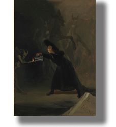 Francisco Goya. The Lamp of the Devil. Dark Art Print. Witches poster on canvas, plywood and matte paper. 304.