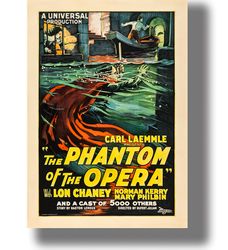 theatrical poster "the phantom of the opera". an unusual gift in retro style. classic horror movie poster. 602.