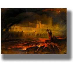 pandemonium. gloomy infernal landscape. john martin artwork. romanticism wall art. gloomy infernal landscape. 507.