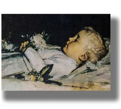 Child on deathbed. Creepy funeral painting. Death art print. Funeral decor. A gloomy gift. The Dark Art of Death. 728.