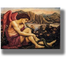 The Angel with the Serpent by Evelyn de Morgan. Pre-Raphaelites Art Print. Winged angel poster. An unusual gift. 522.