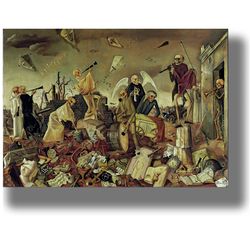 Death Triumphant. The Dance of the Skeletons. Apocalyptic home decor. Total Death illustration. Memento mori art. 699.