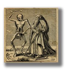 Death and the Hermit. The Dance of Death artwork. Gothic gift. Horror decoration. Totentanz illustration. 809.