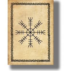 the magic sign of agishjalm. helm of awe pagan symbol. icelandic magic poster. scandinavian magical decor. 186.
