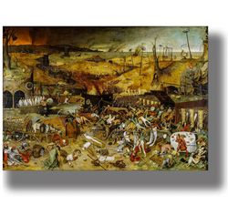 The Triumph of Death a painting by Peter Brueghel the Elder. The dark art of the Renaissance. Ars moriendi poster. 373.