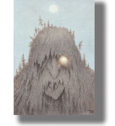Forest Troll. Theodor Kittelsen artwork. Cult Norwegian painting. A fairy-tale reproduction. Norwegian folklore gift 318