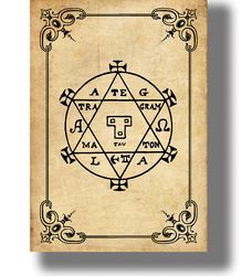 Hexagram of Solomon. Goetia illustration. Lesser key of Solomon art. Occultist gift. Demonology wall decoration. 52.